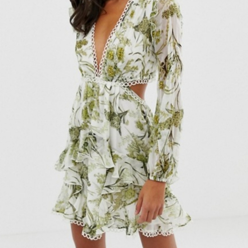 ASOS Long sleeve mini dress in floral print.